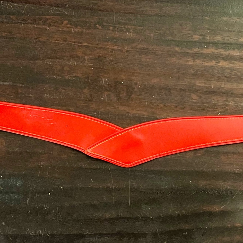 Vintage Red Leather Anne Klein chevron belt